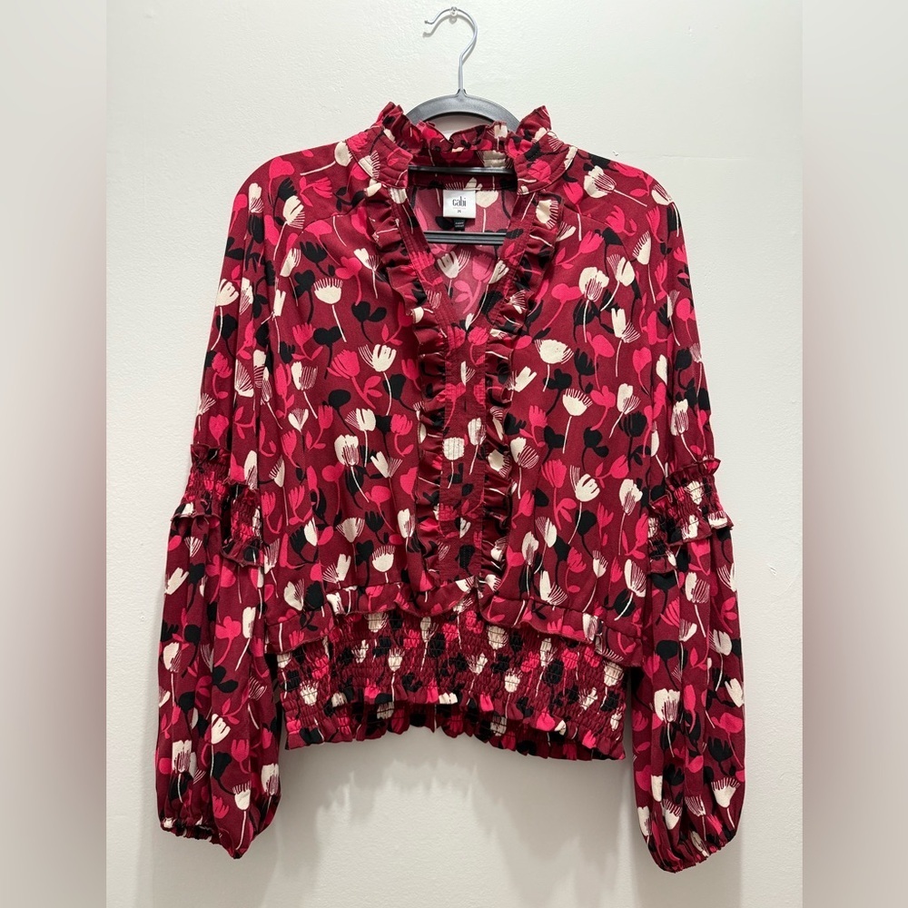 Cabi Corsage Blouse in wine size medium